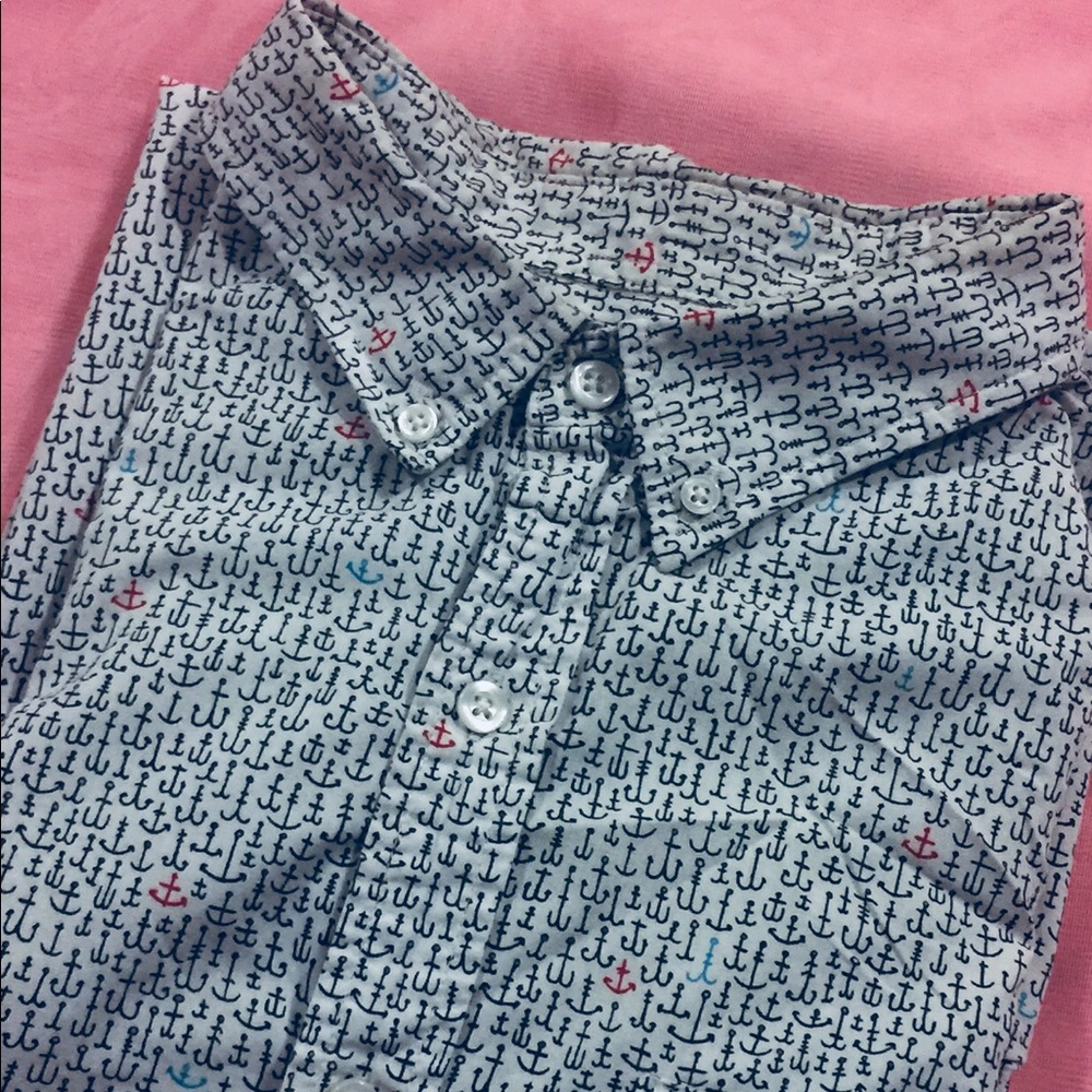 Sailor print short sleeve dress shirt.